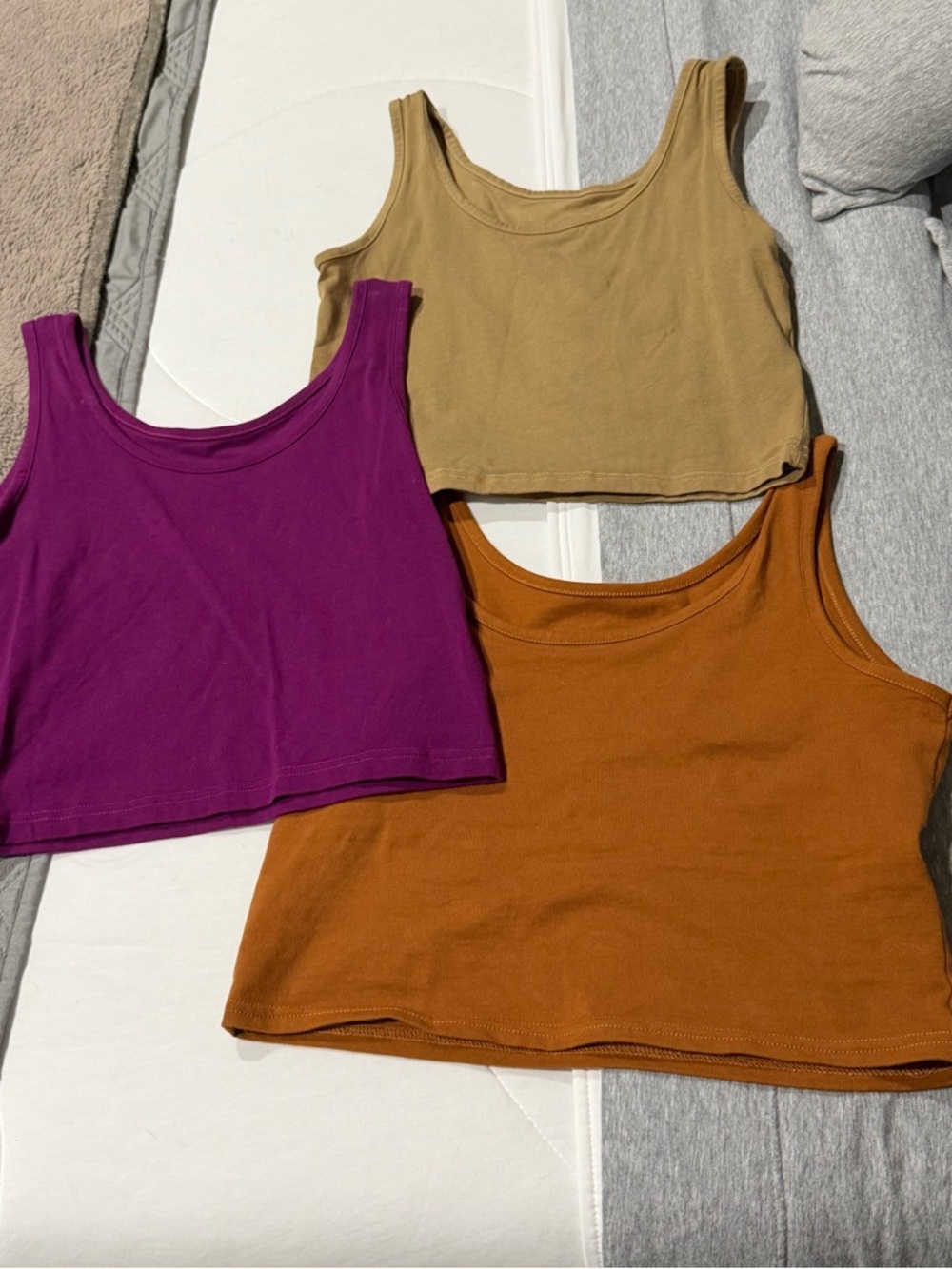 Cropped Tank Tops in Magenta, Camel & Teracotta Bundle (3)